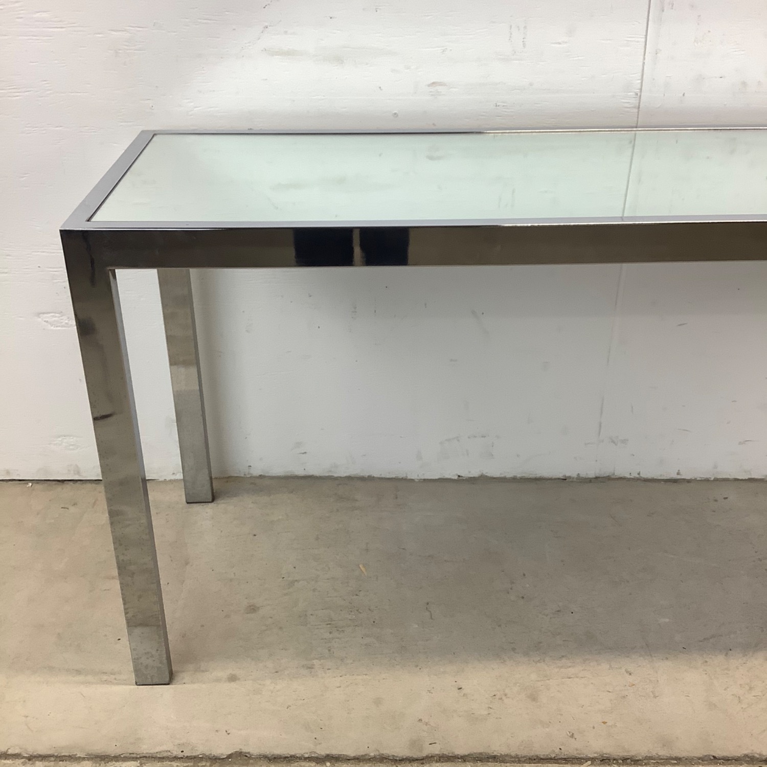 Vintage Modern Chrome and Glass Console Table - image-8