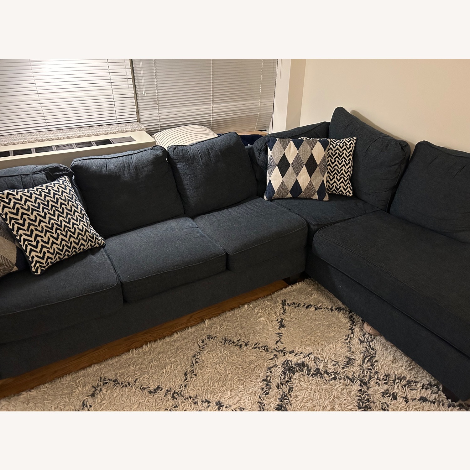 Capri Denim Left Arm Facing Full Bob-O-Pedic Sleeper Sectional - image-1