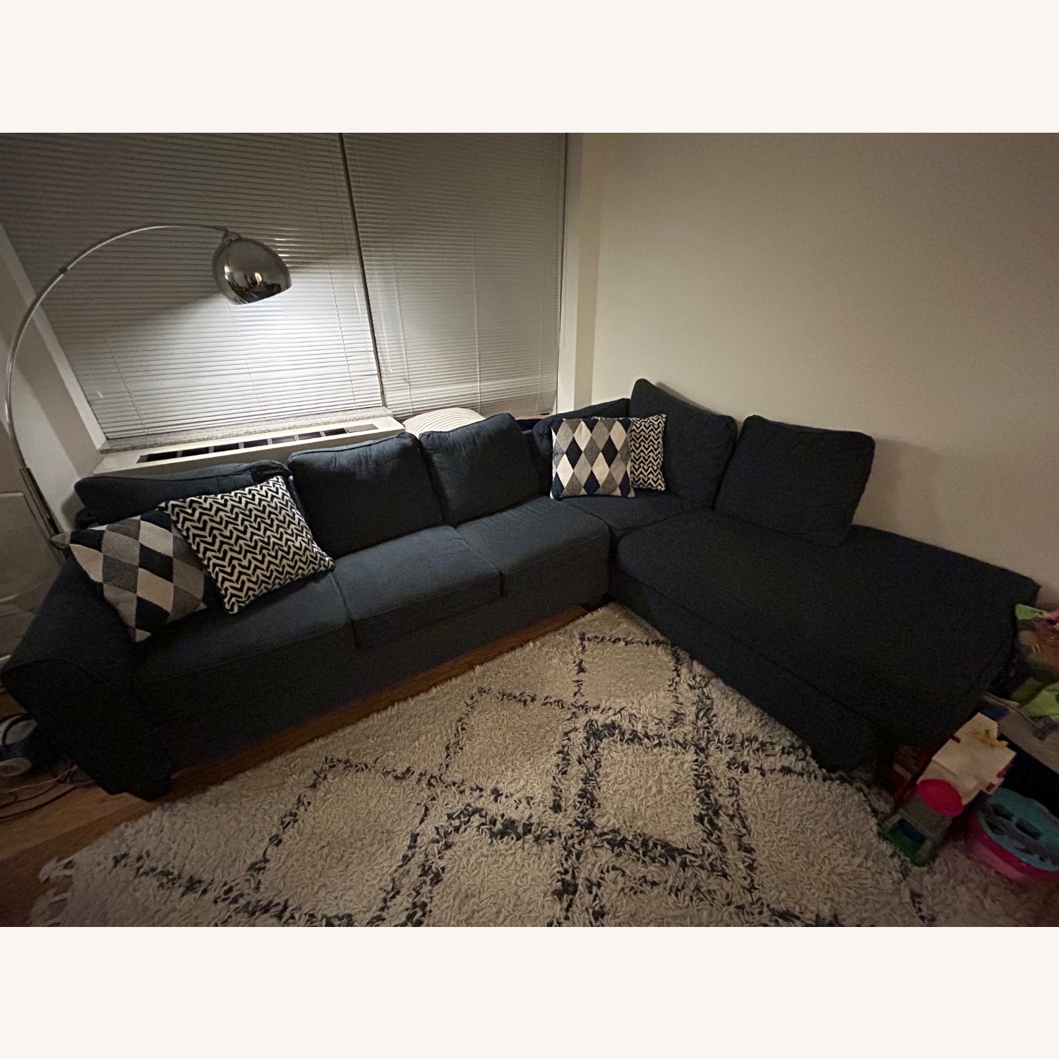 Capri Denim Left Arm Facing Full Bob-O-Pedic Sleeper Sectional - image-2