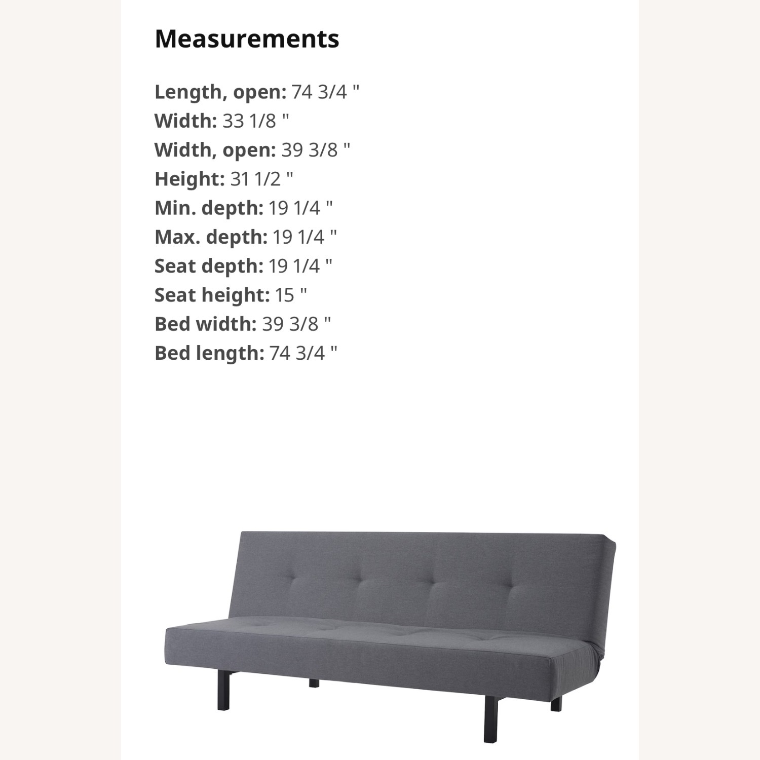 IKEA BALKARP Sleeper Futon Sofa - image-7