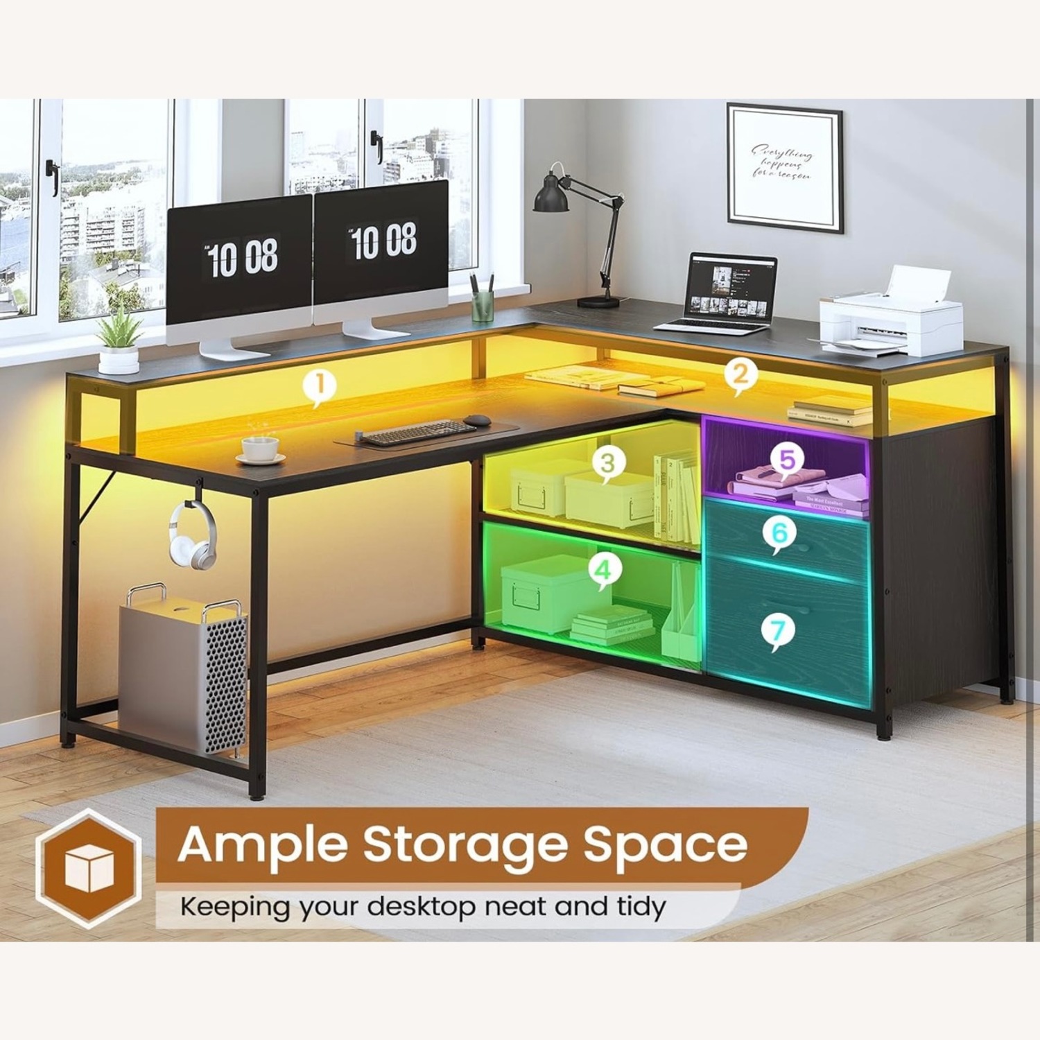 Amazon Sedeta L Shaped Gaming Desk 55" - image-3