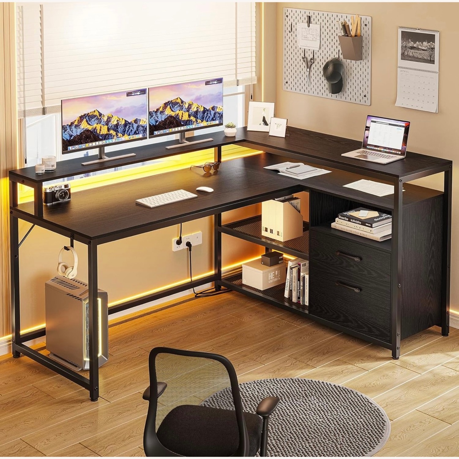 Amazon Sedeta L Shaped Gaming Desk 55" - image-1