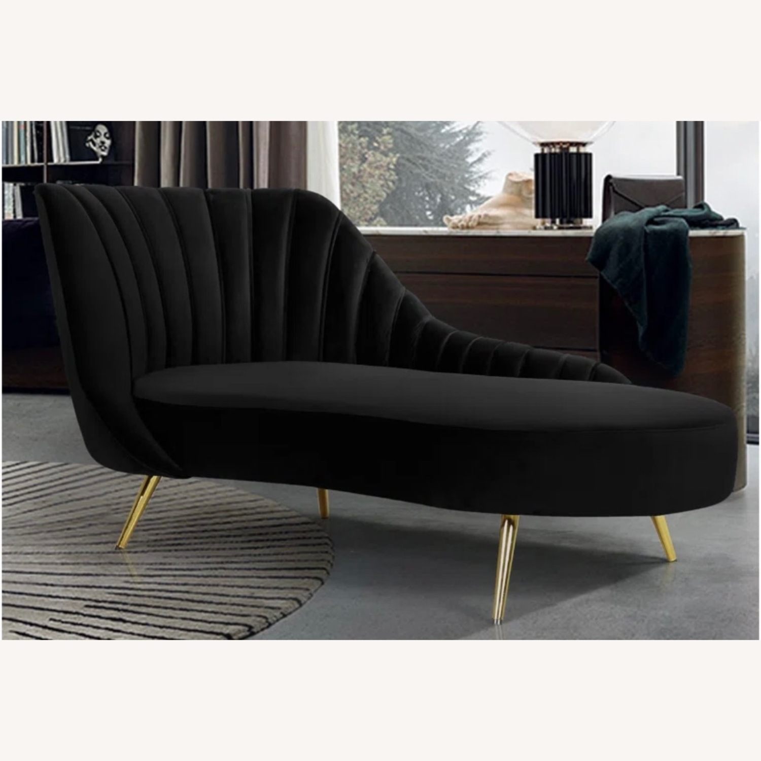 CB2  Black Velvet Chaise - image-2
