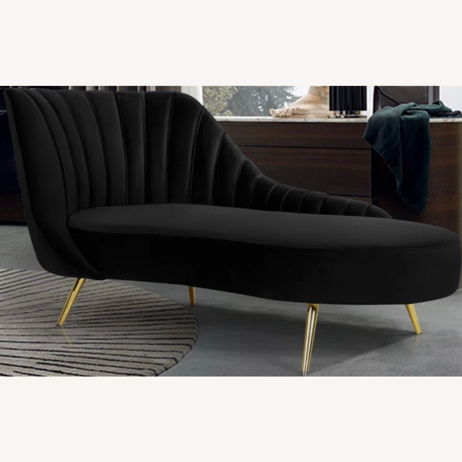 CB2  Black Velvet Chaise - image-1