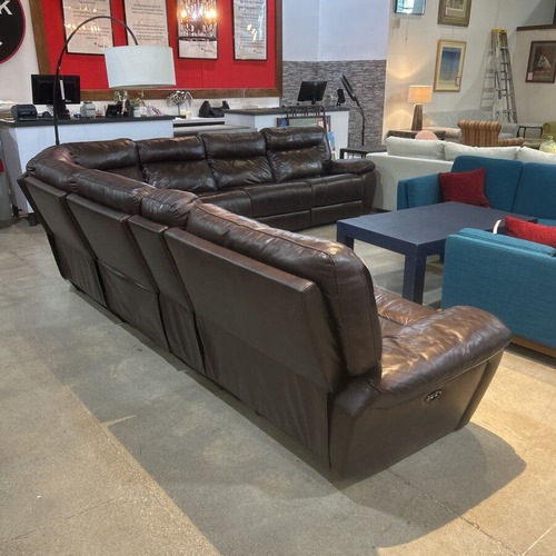 Used 9 Piece Leather Power Recliner Sectional for sale on AptDeco