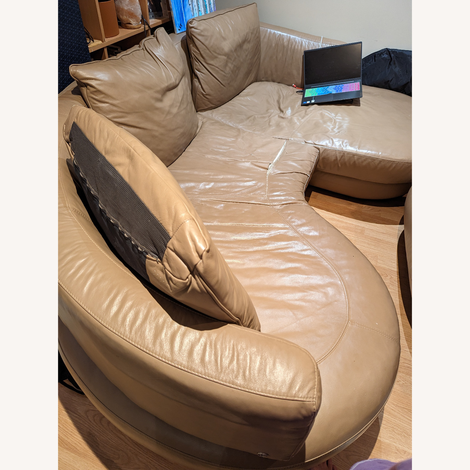 Natuzzi Italian Small Leather Sectional - image-1