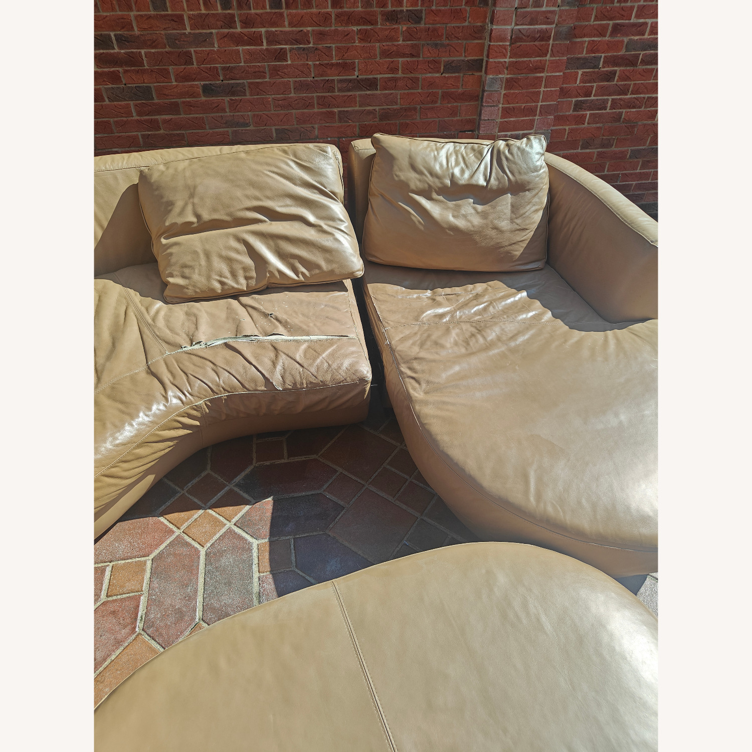 Natuzzi Italian Small Leather Sectional - image-2