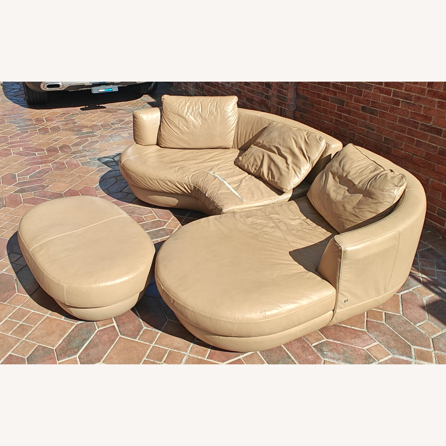 Natuzzi Italian Small Leather Sectional - image-0