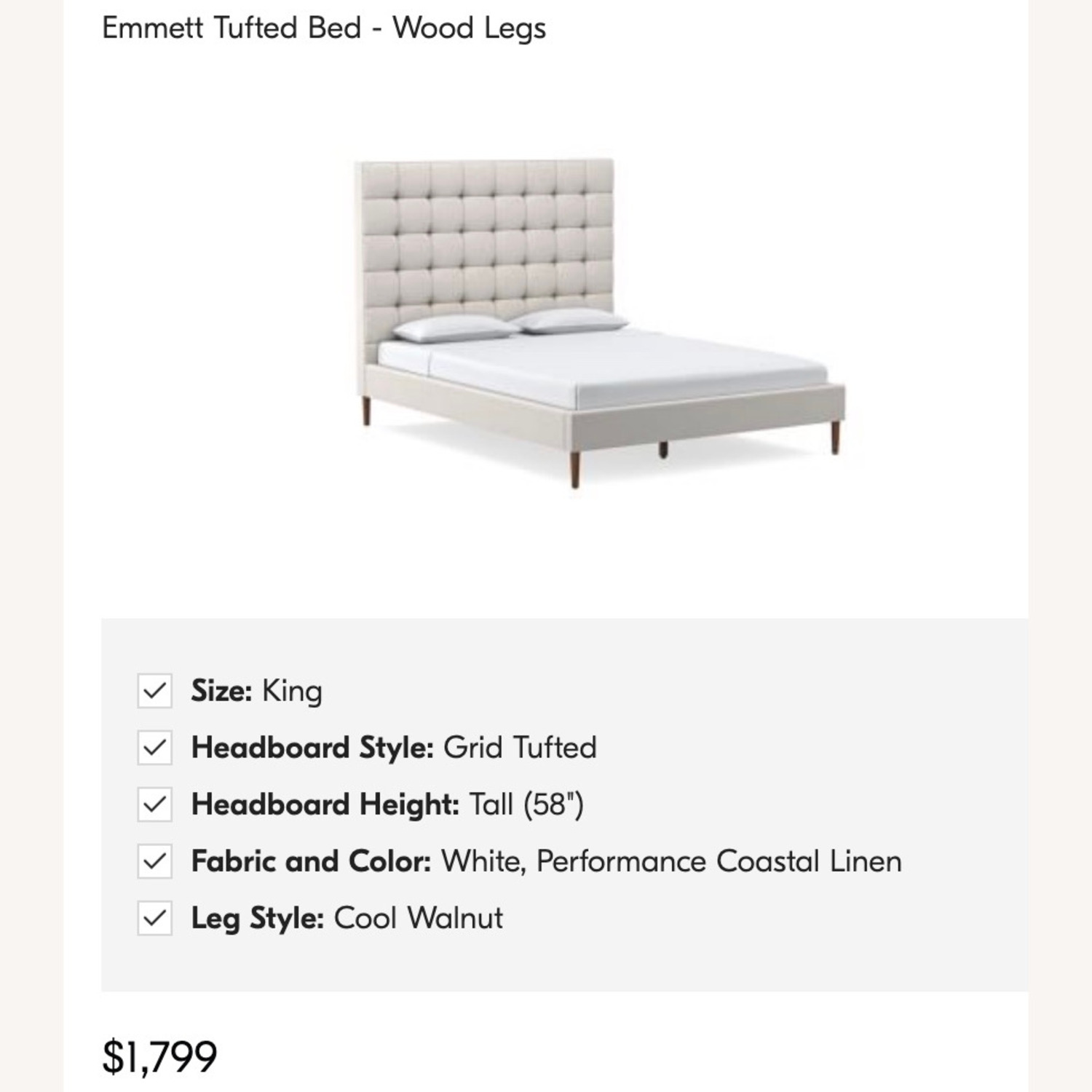 West Elm Emmett Bed King - image-5