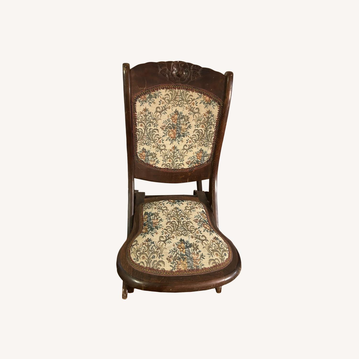 Antique Queen Anne Folding Rocking Chair - image-0