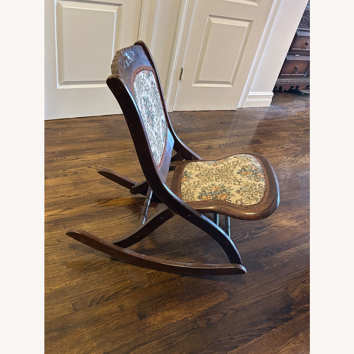 Antique Queen Anne Folding Rocking Chair - image-4