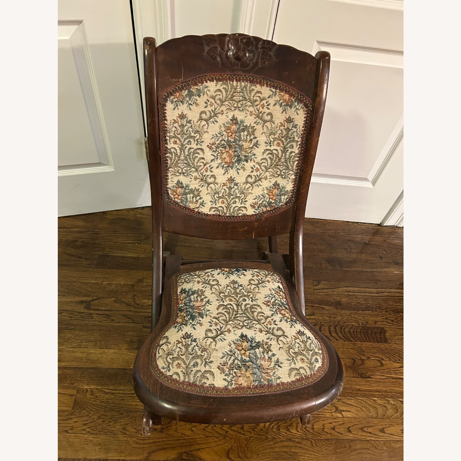 Antique Queen Anne Folding Rocking Chair - image-1