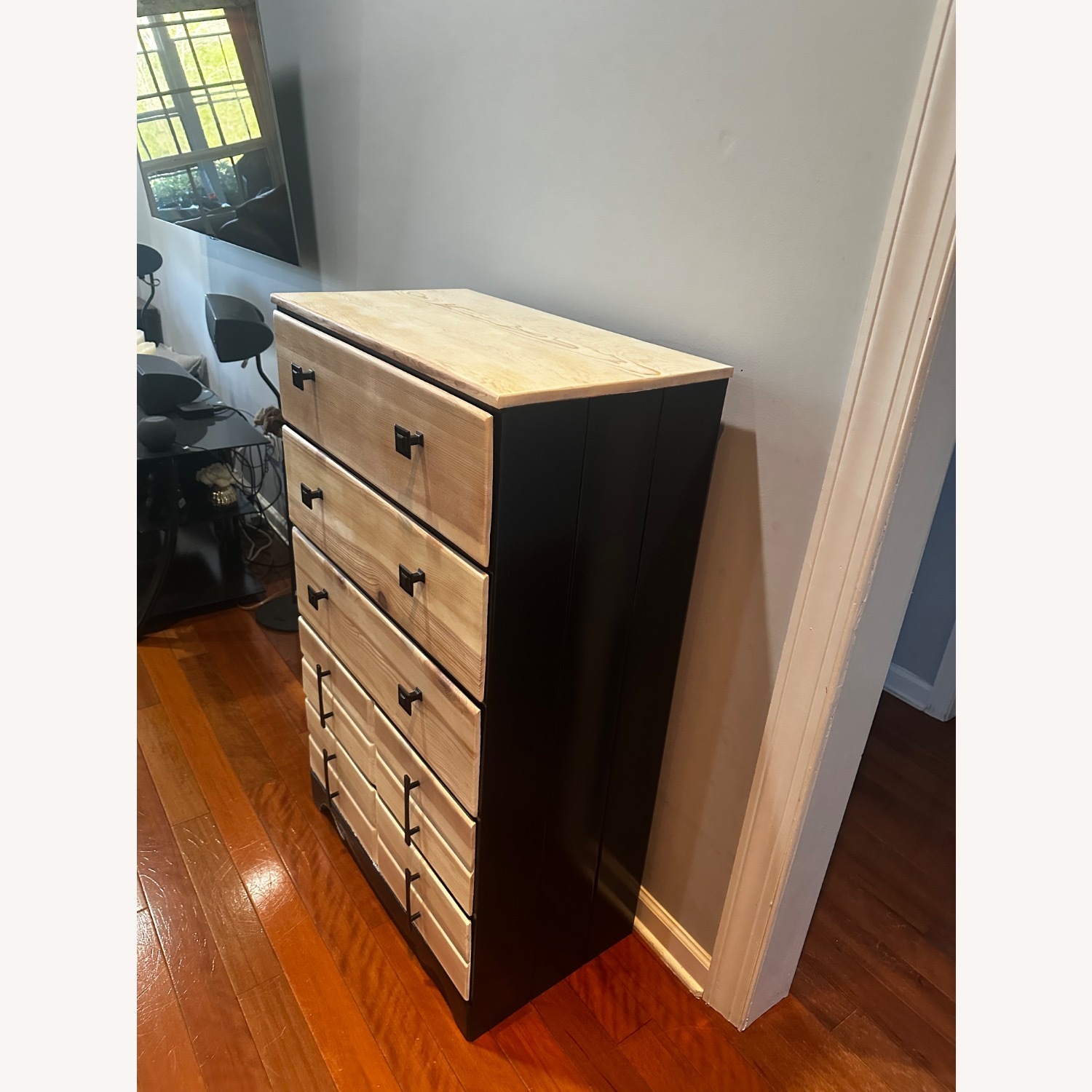 Modern Two-Tone Black & Natural Wood Finish - image-1