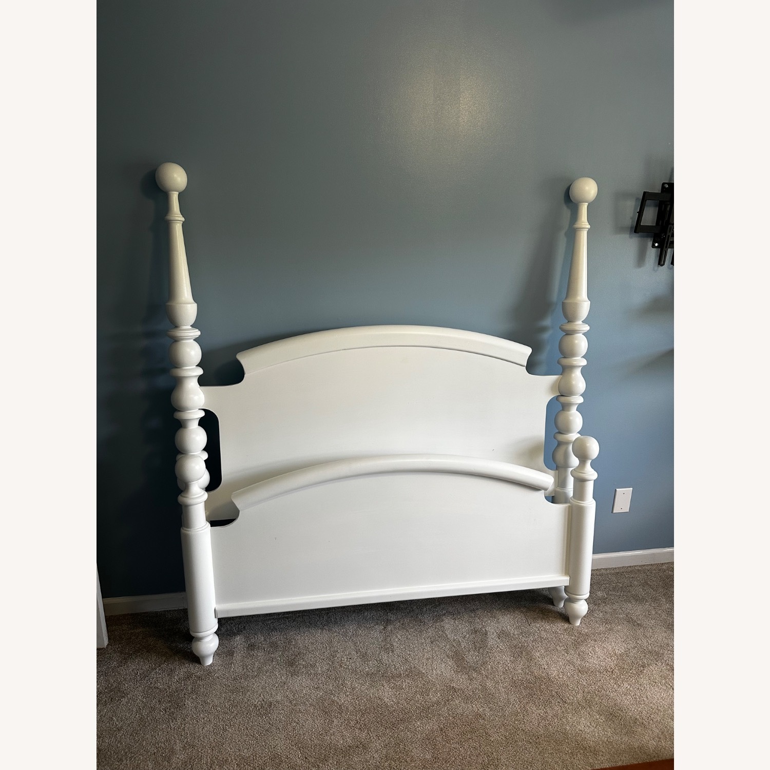 Elegant White Wooden Poster Bed Frame - image-2