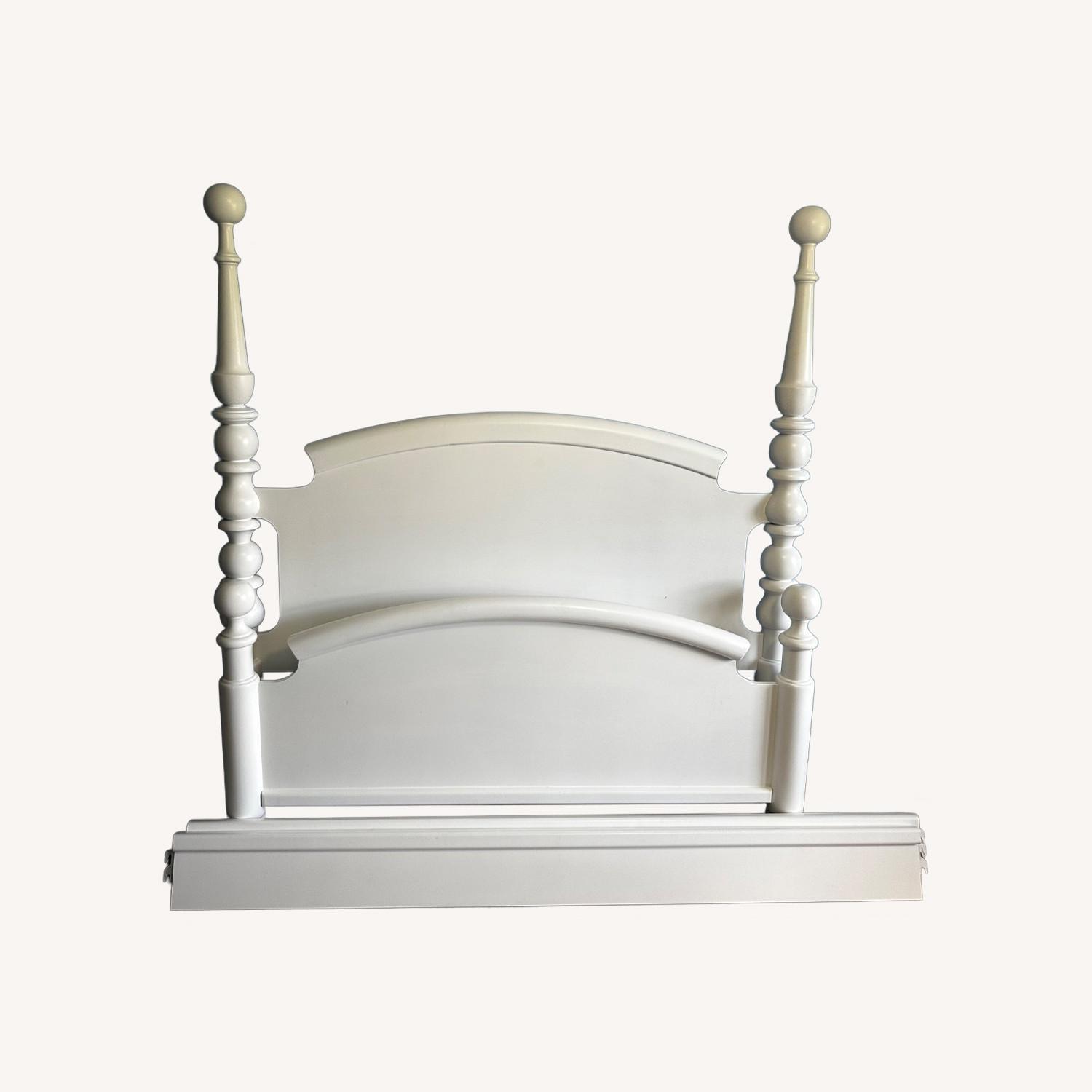 Elegant White Wooden Poster Bed Frame - image-0