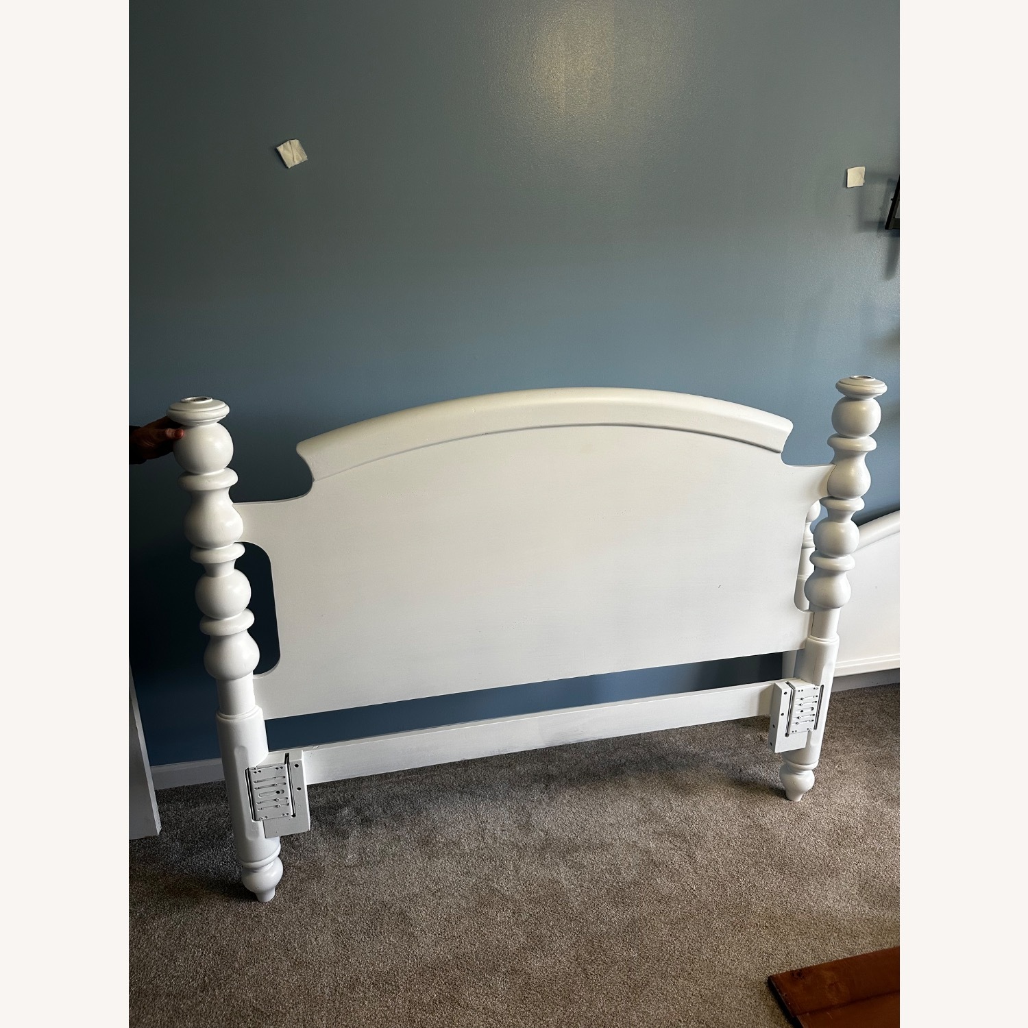 Elegant White Wooden Poster Bed Frame - image-6