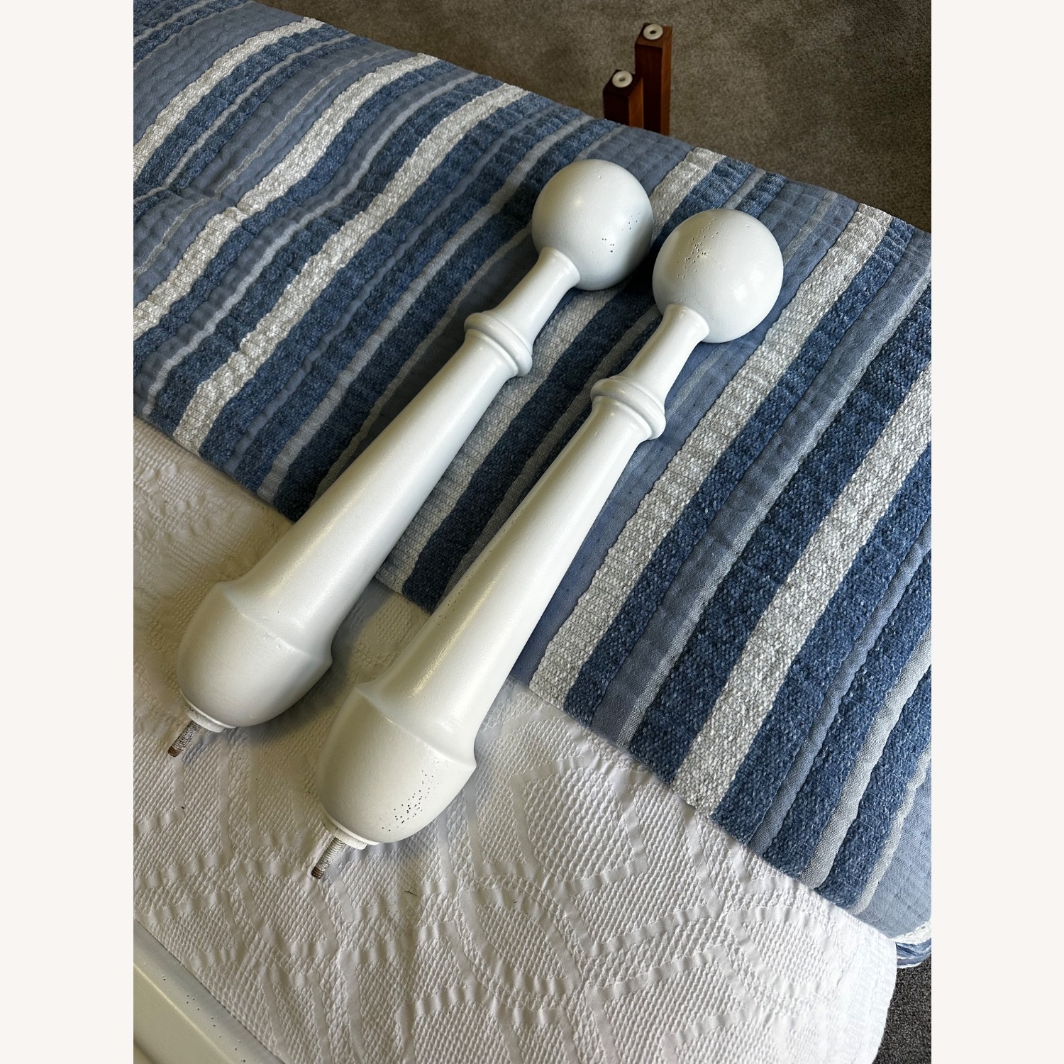 Elegant White Wooden Poster Bed Frame - image-8