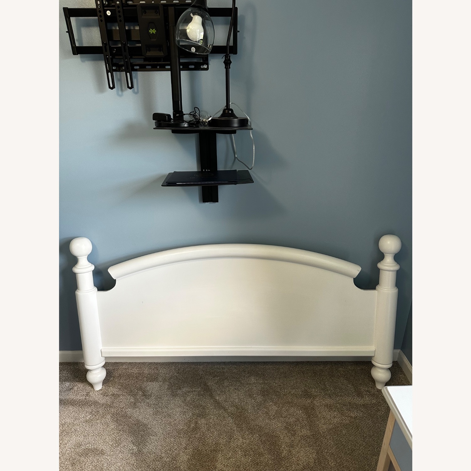 Elegant White Wooden Poster Bed Frame - image-5