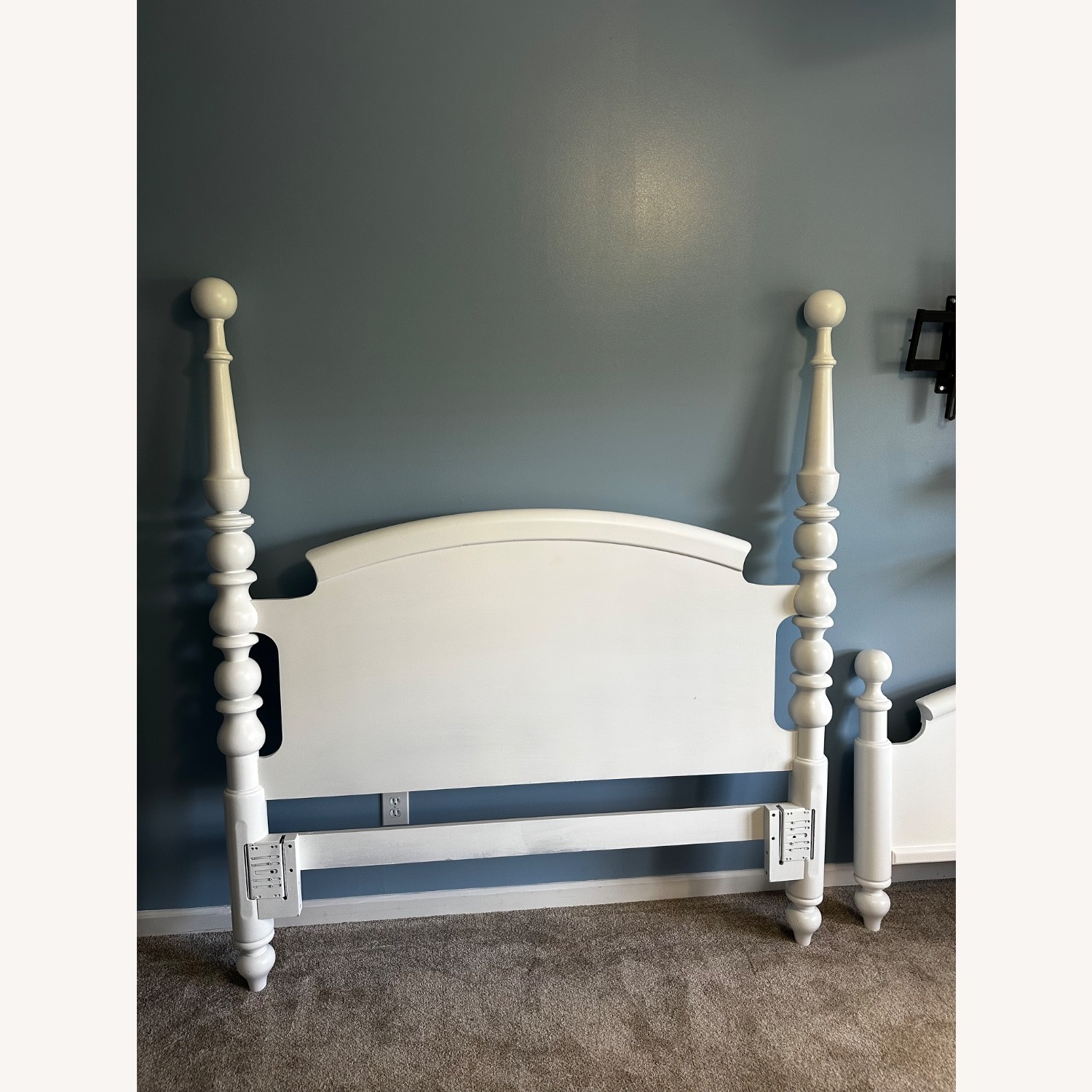 Elegant White Wooden Poster Bed Frame - image-3