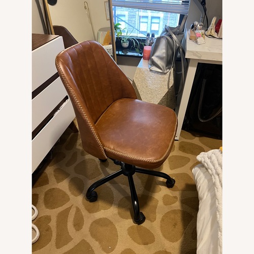 Used Wayfair Brown Faux Leather Desk Chair for sale on AptDeco