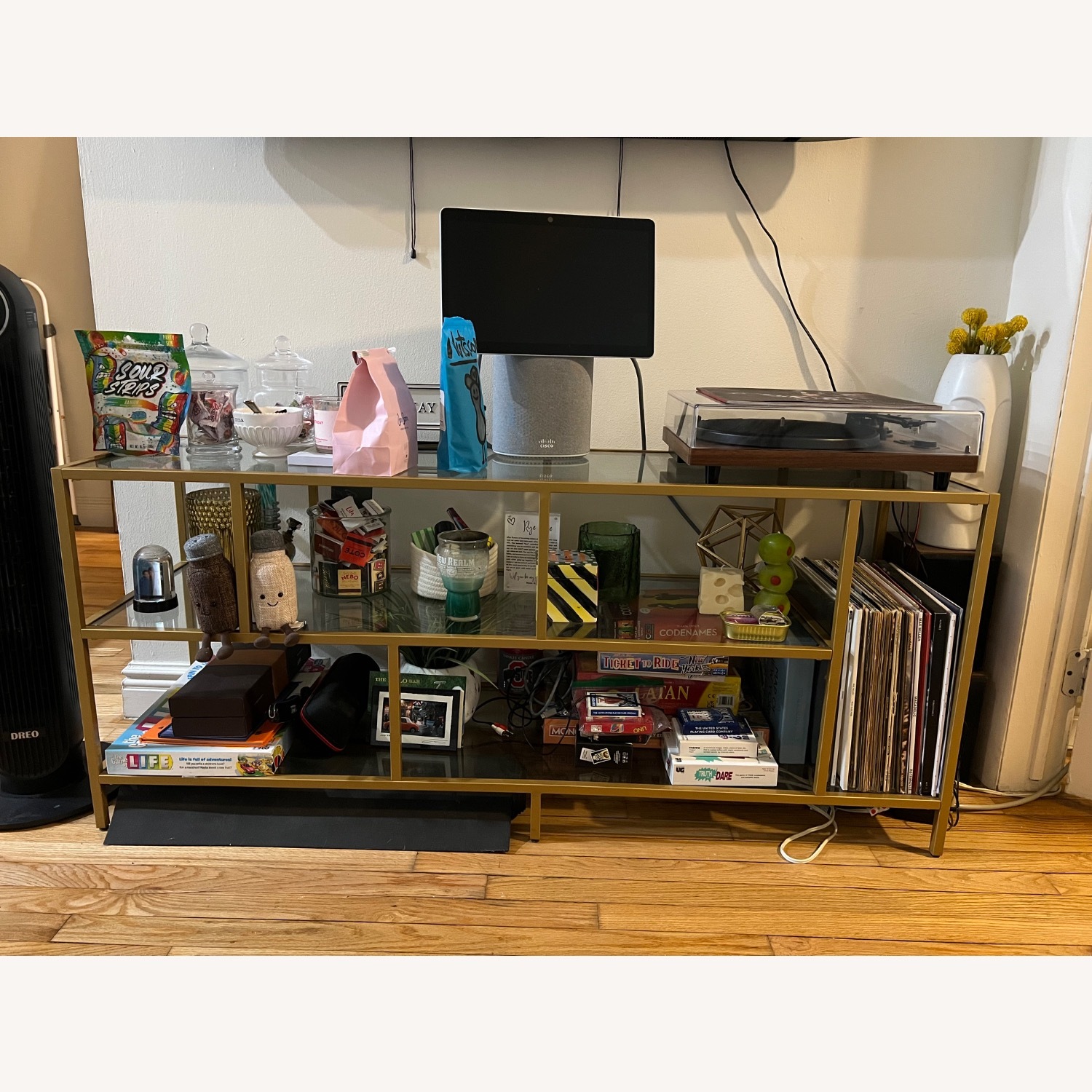 AllModern Wylan Brass TV Stand - image-1