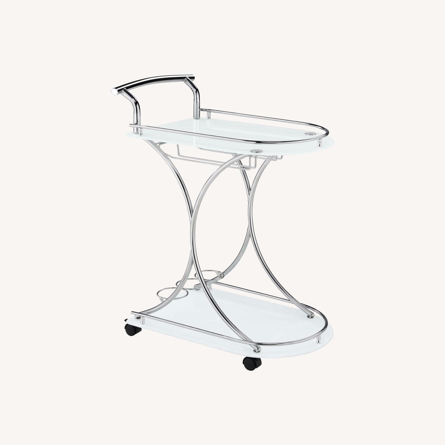 Franky Metal & Glass Rolling Bar Cart - image-0