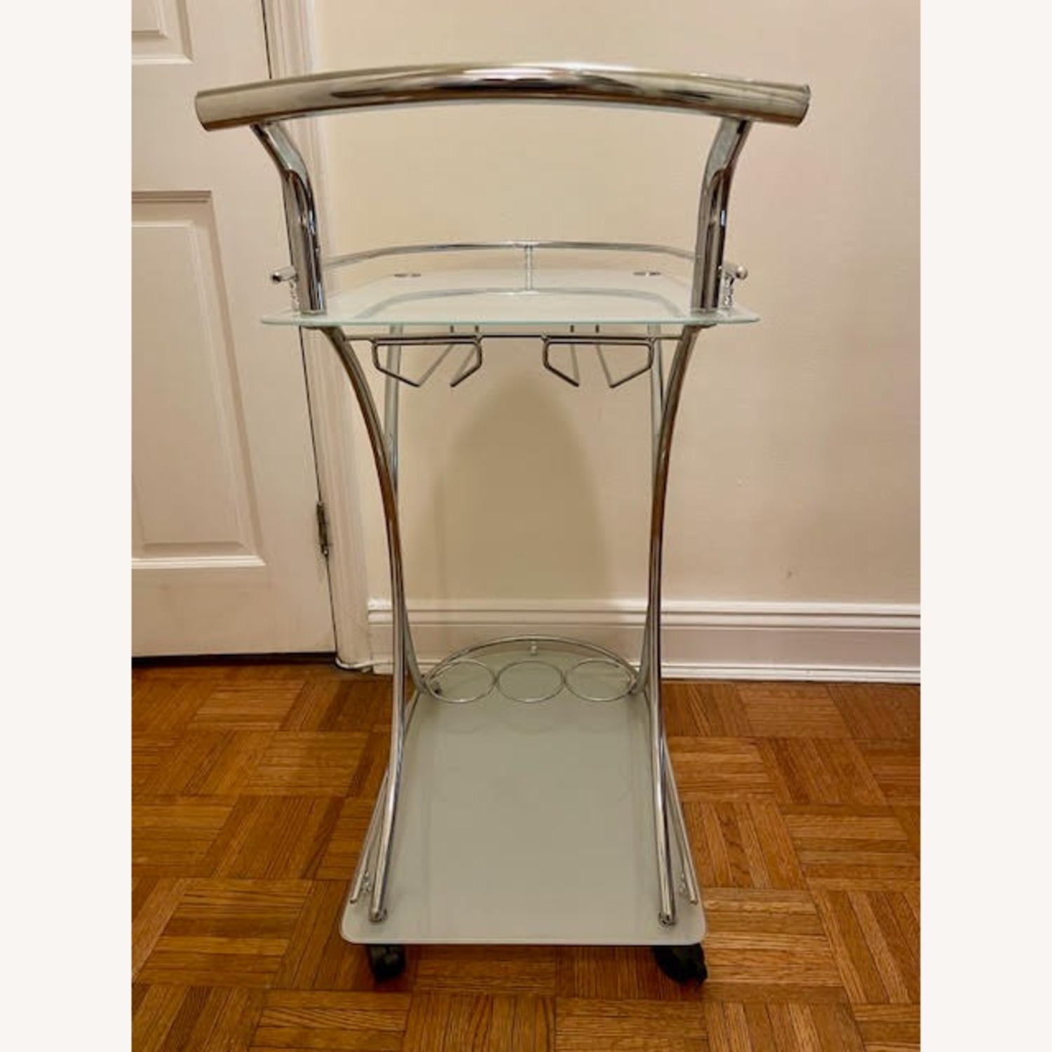 Franky Metal & Glass Rolling Bar Cart - image-5