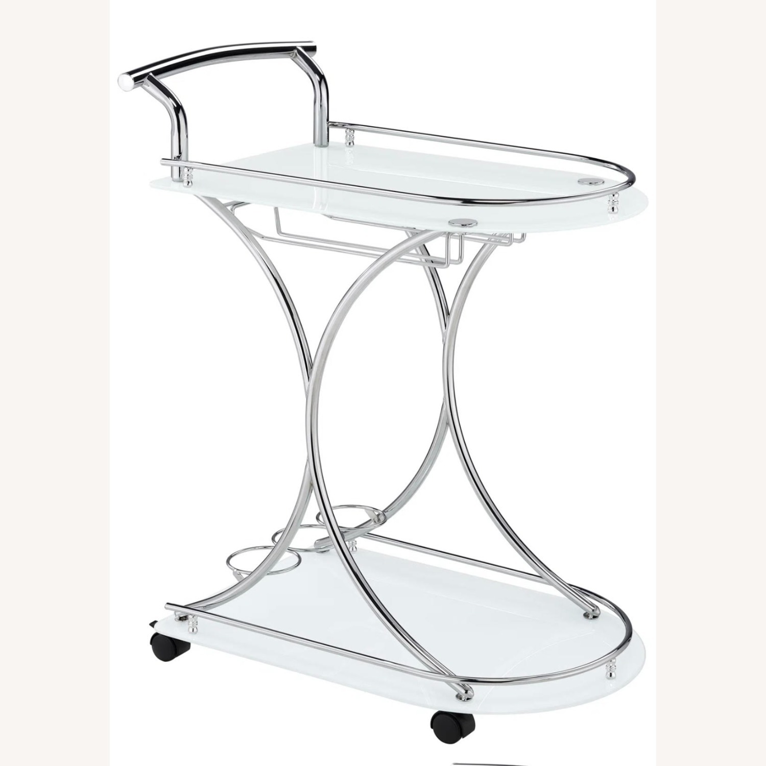 Franky Metal & Glass Rolling Bar Cart - image-1