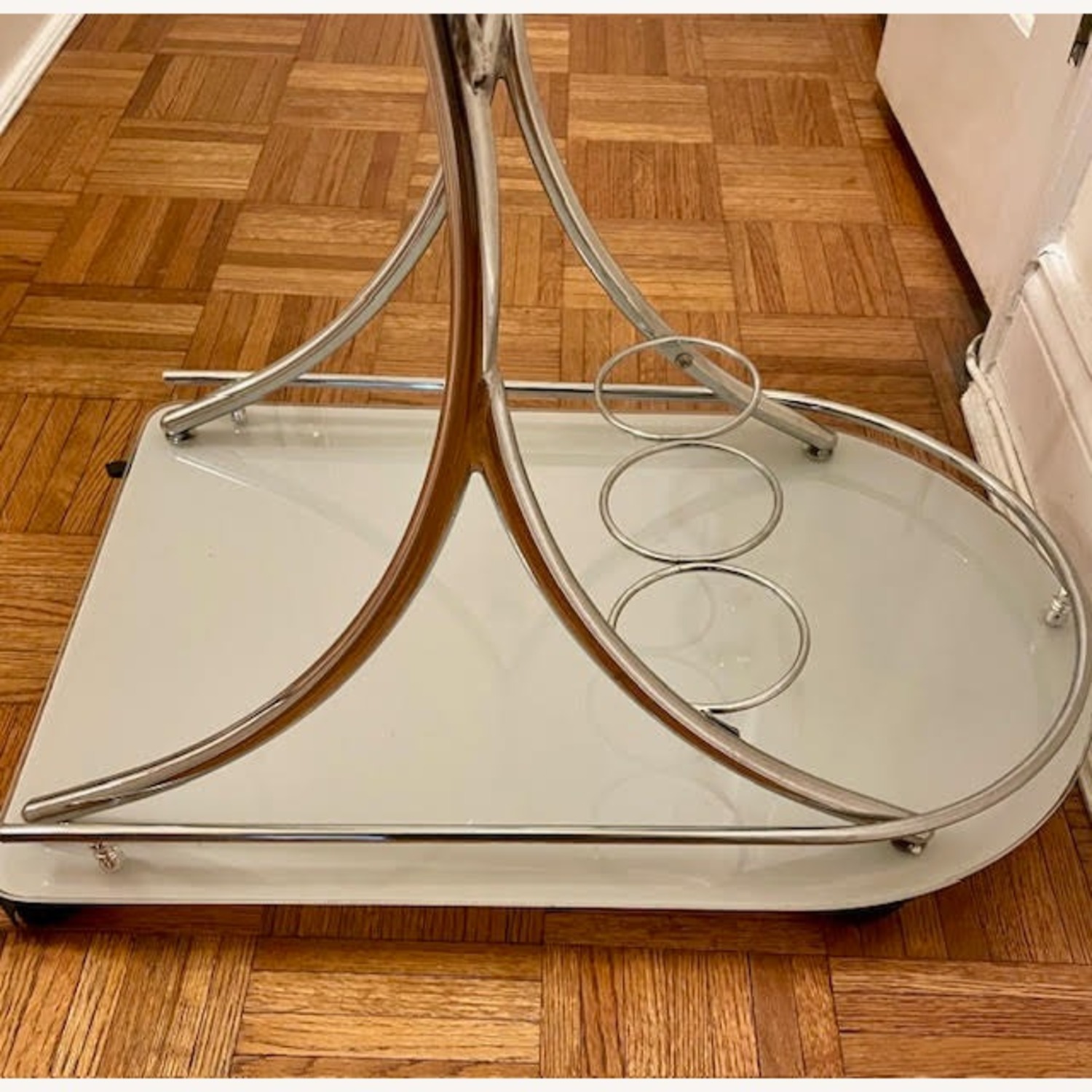 Franky Metal & Glass Rolling Bar Cart - image-6