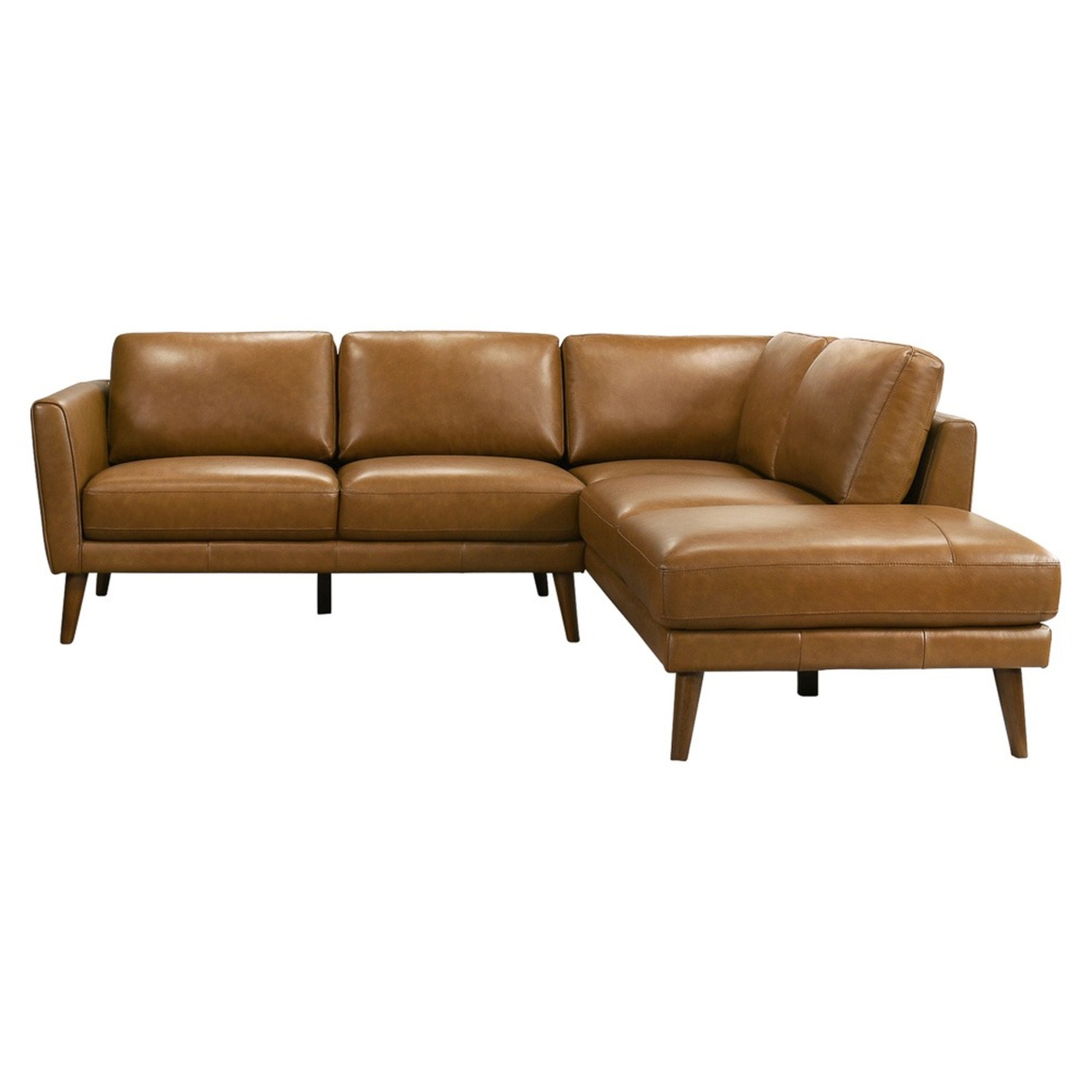 Bexley Tan Leather Sectional Sofa Right - image-4