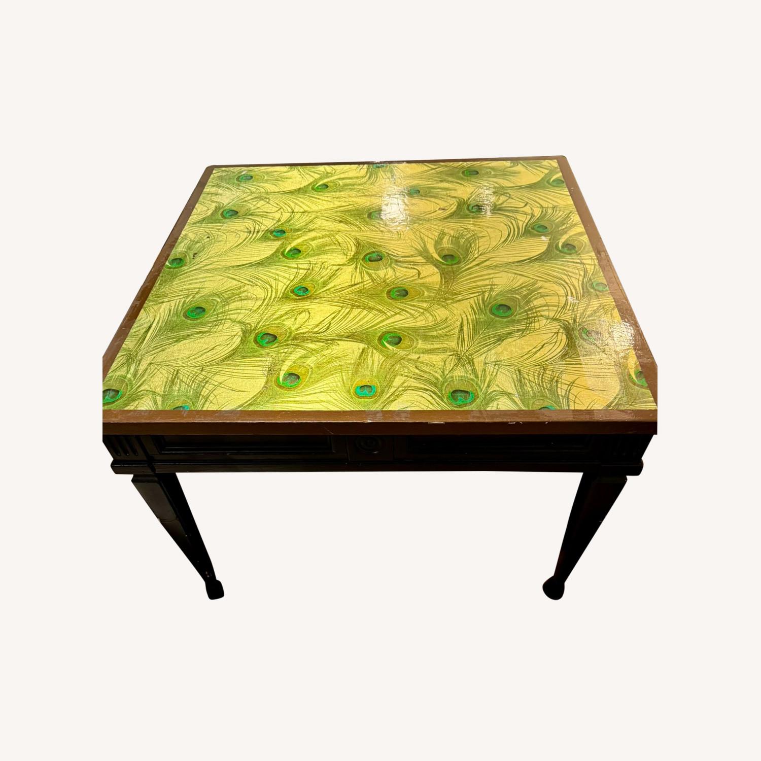 Vintage Coffee Table with Peacock Flair - image-0