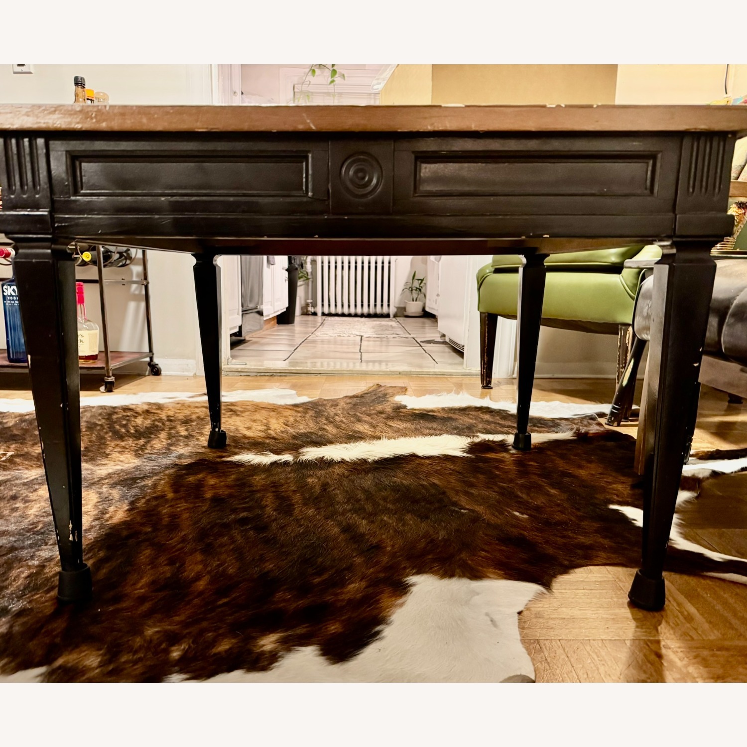 Vintage Coffee Table with Peacock Flair - image-4