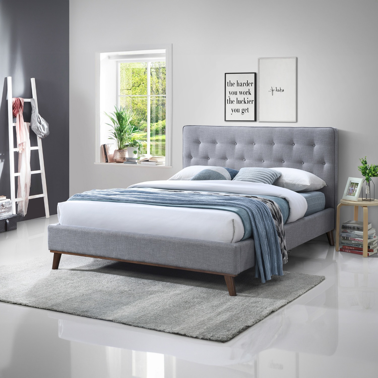Ashton Queen Bed Light Grey - image-1