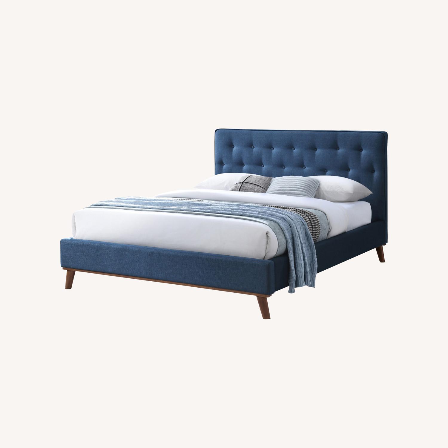 Ashton Queen Bed Navy Blue Fabric - image-0