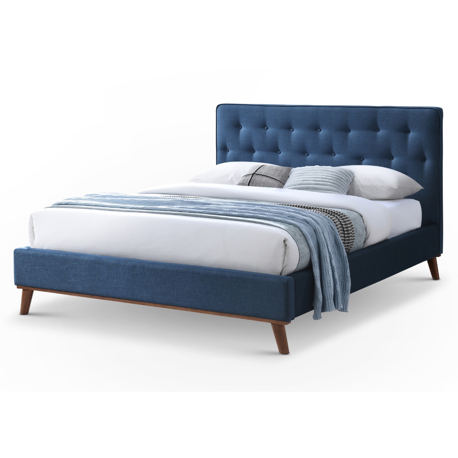 Ashton Queen Bed Navy Blue Fabric - image-2