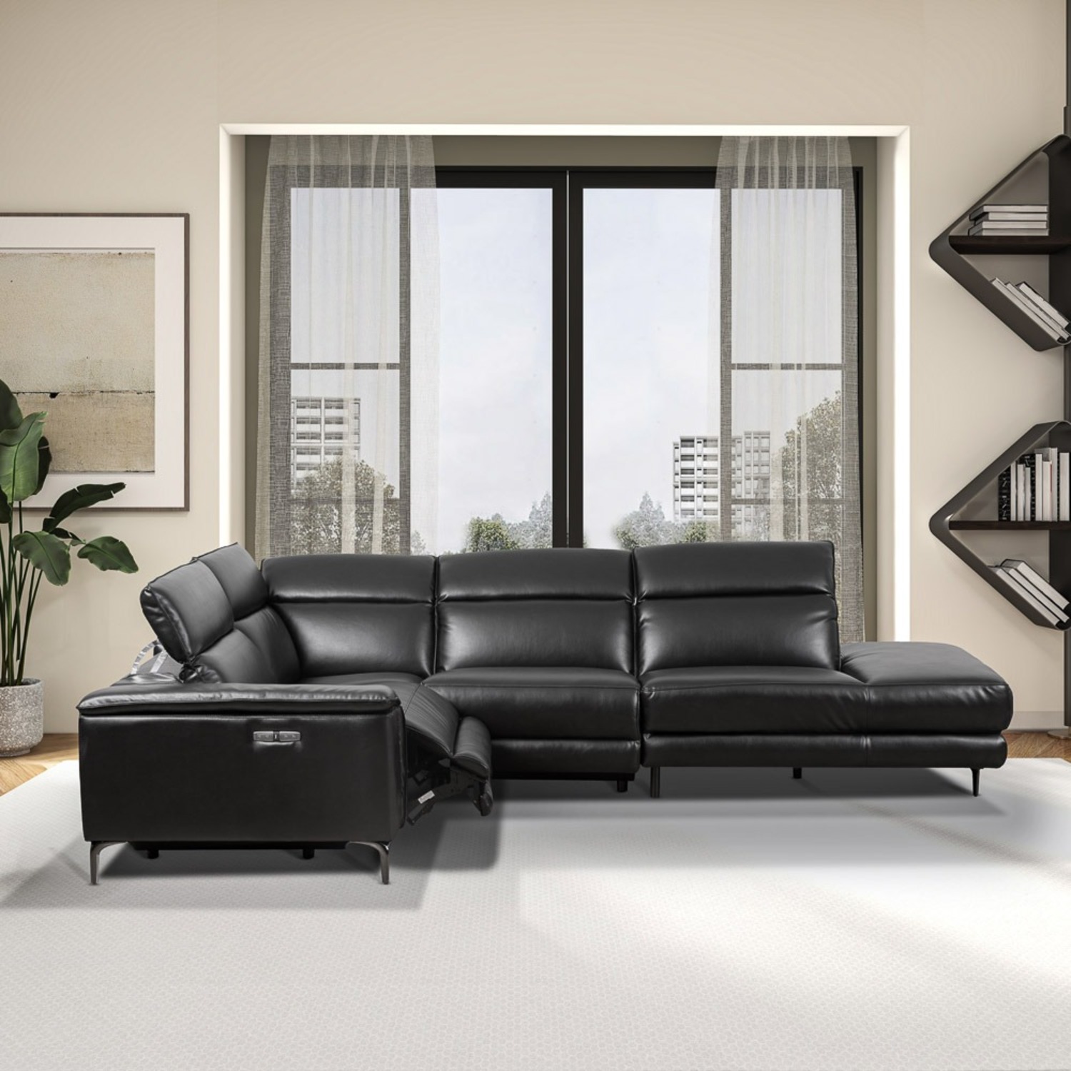 Heyworth Reclining Sectional Sofa - Black - image-2