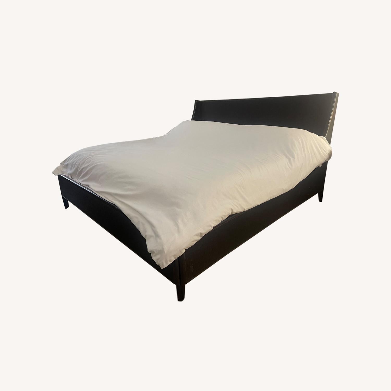 Dark Brown Wooden King Bed - image-0