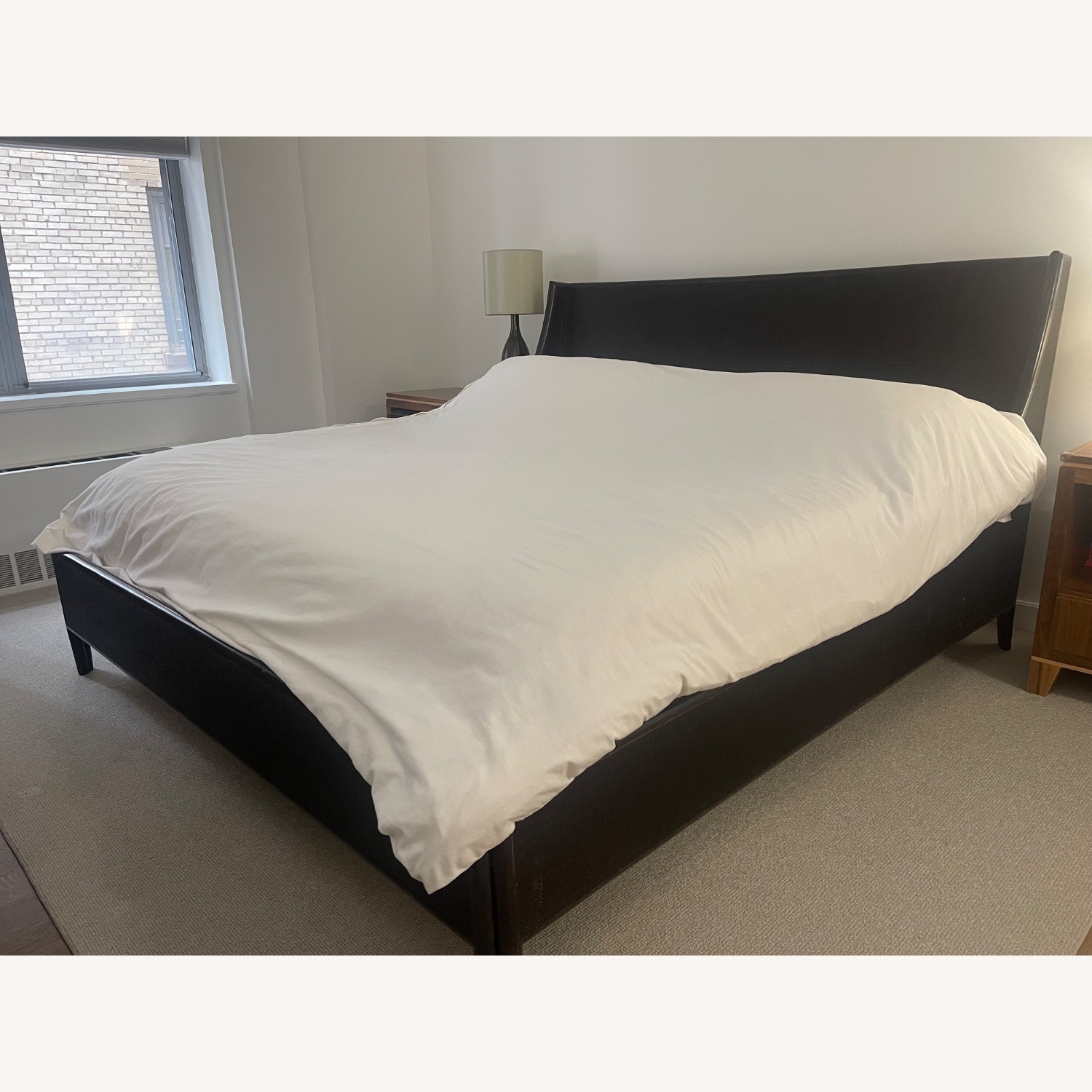 Dark Brown Wooden King Bed - image-1