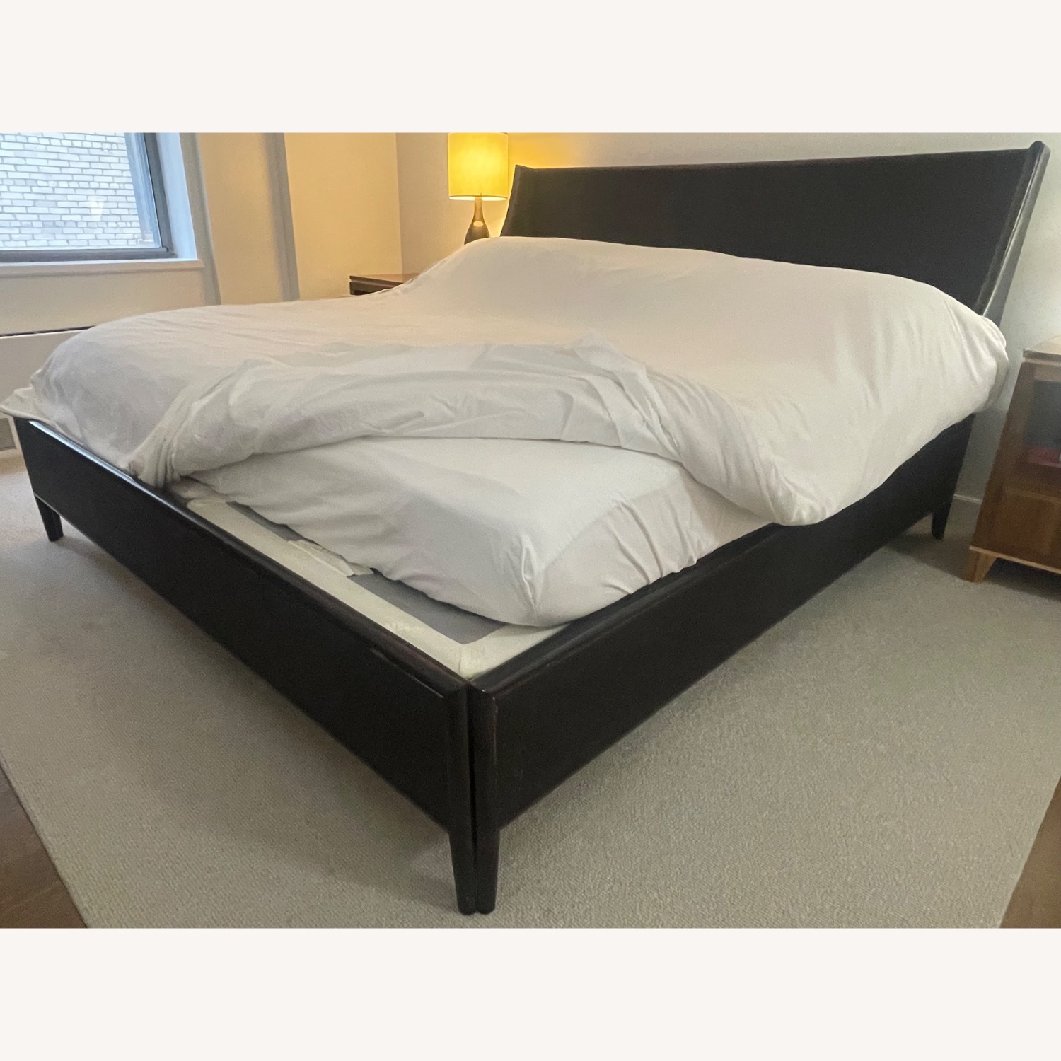 Dark Brown Wooden King Bed - image-4