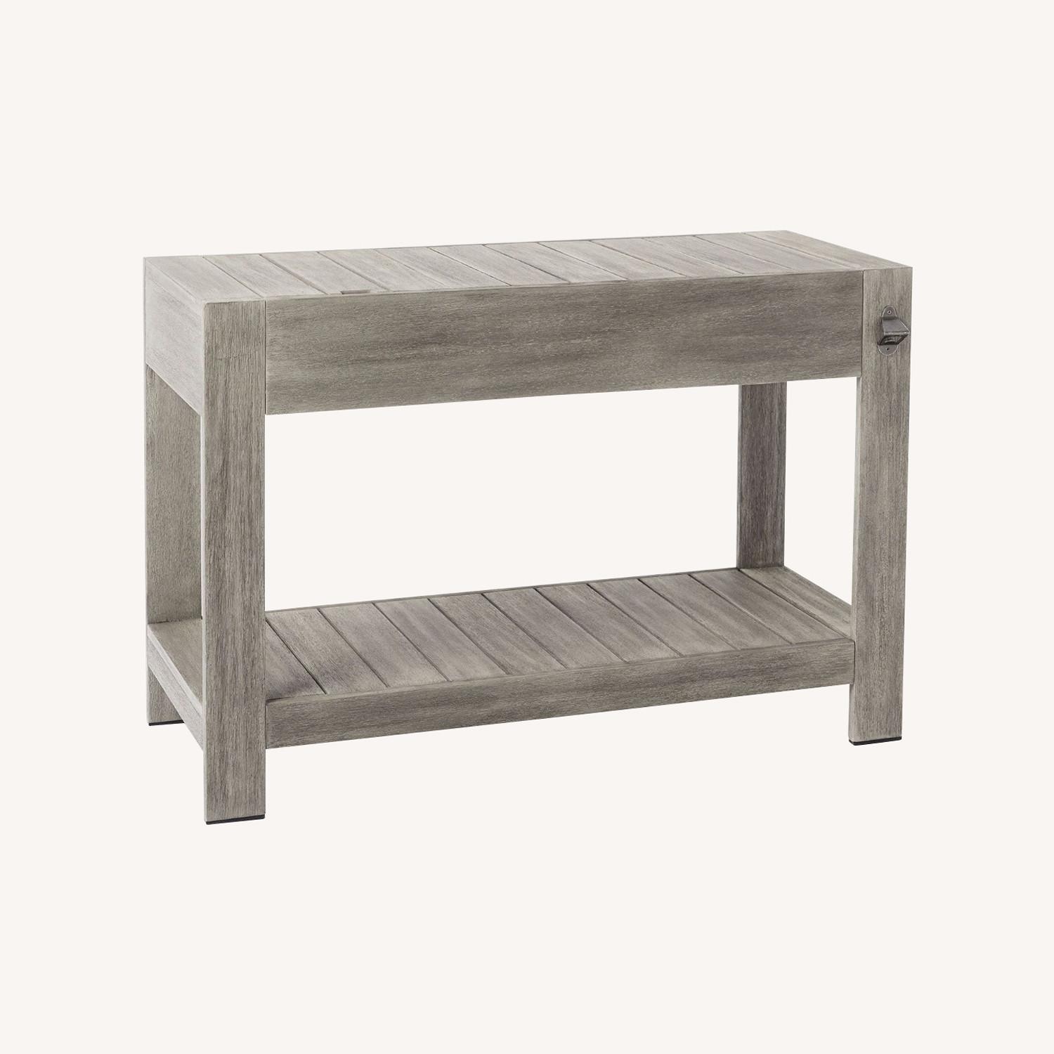 West Elm Portside Outdoor Bar Island W Ice Bucket - image-0