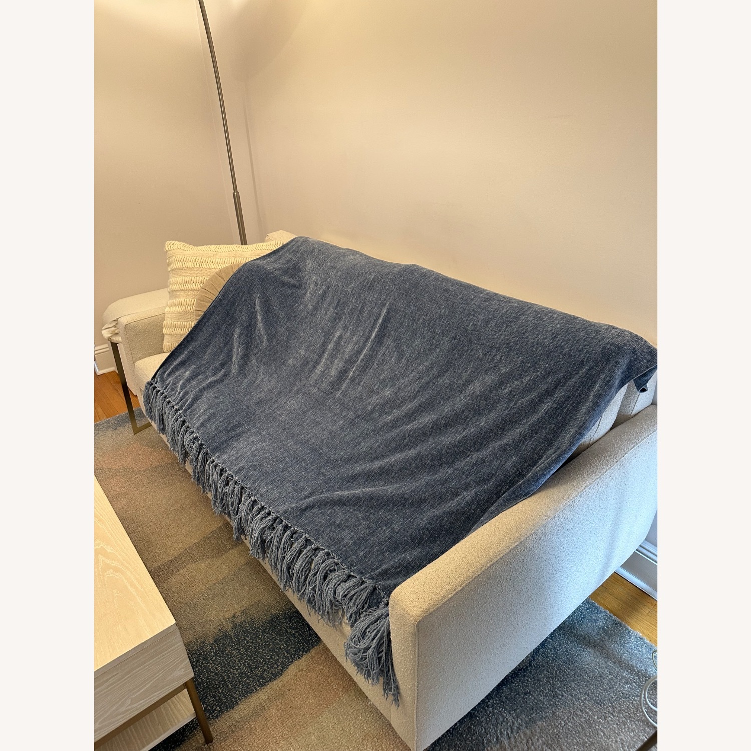 Pale Blue Chenille Throw - image-3