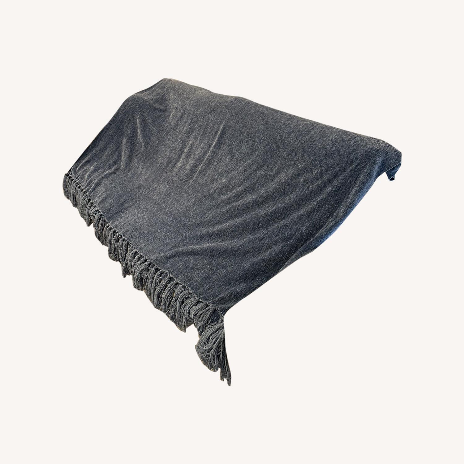 Pale Blue Chenille Throw - image-4