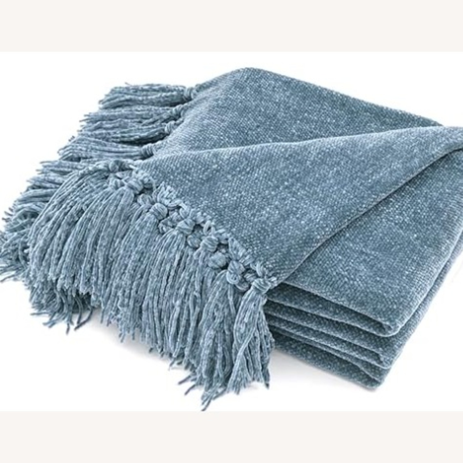 Pale Blue Chenille Throw - image-0
