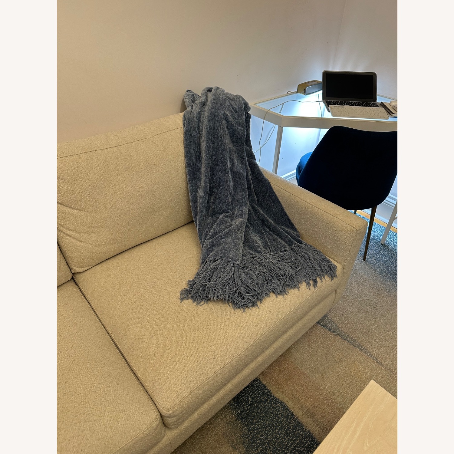 Pale Blue Chenille Throw - image-1
