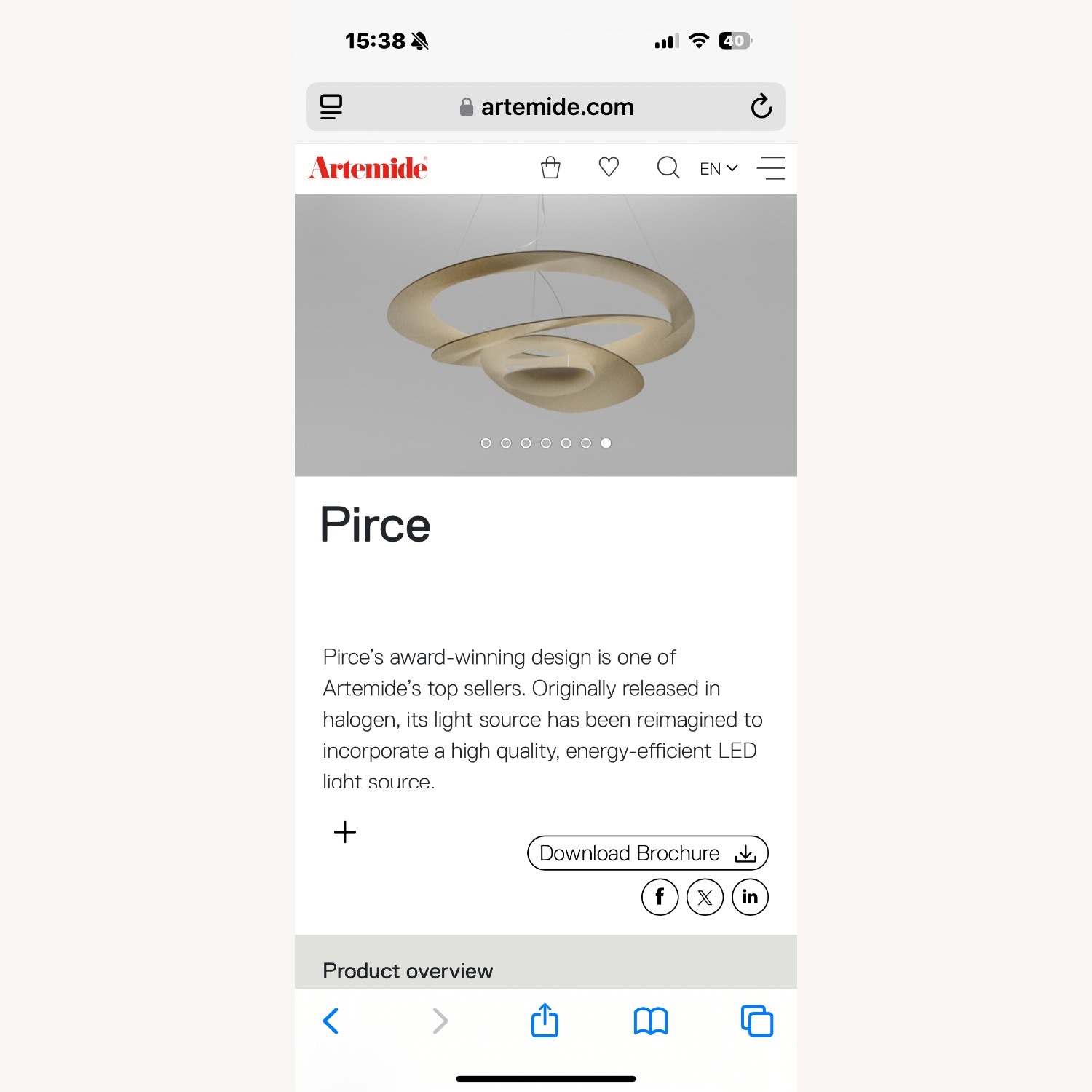 Artemide Pirce LED Pendant Lamp - image-6