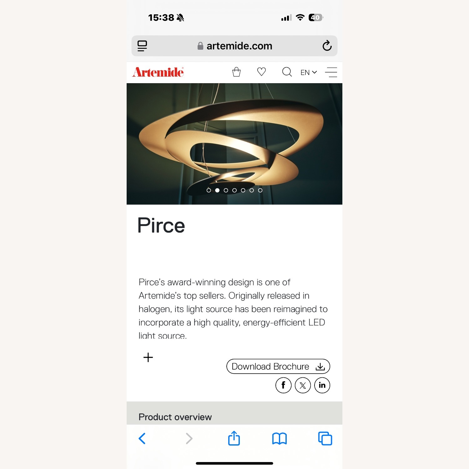 Artemide Pirce LED Pendant Lamp - image-8