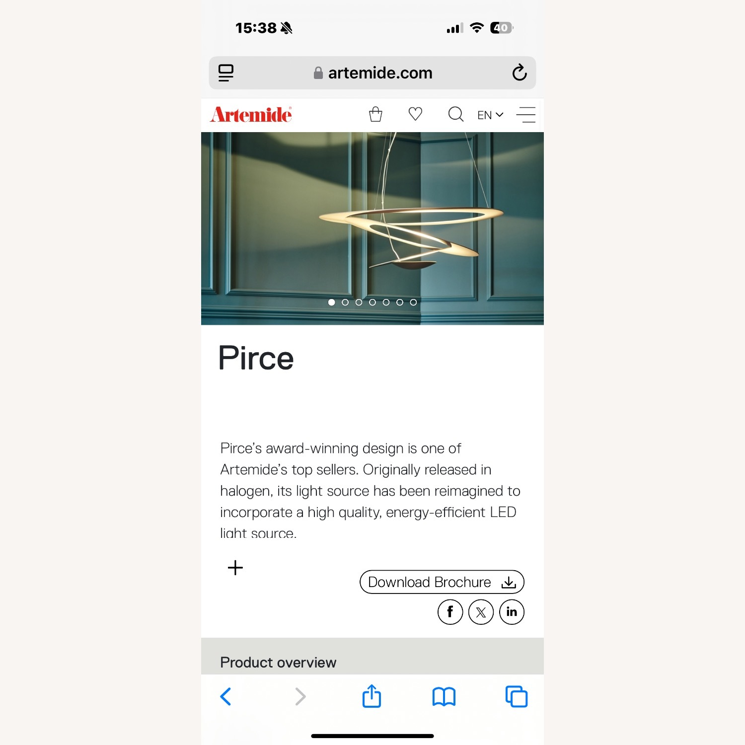 Artemide Pirce LED Pendant Lamp - image-7