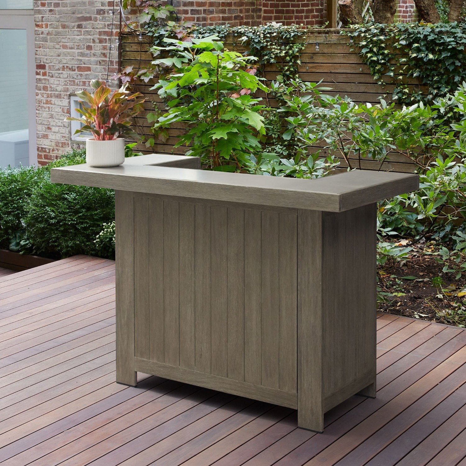 West Elm Portside Outdoor Grand Bar W Concrete Top - image-4
