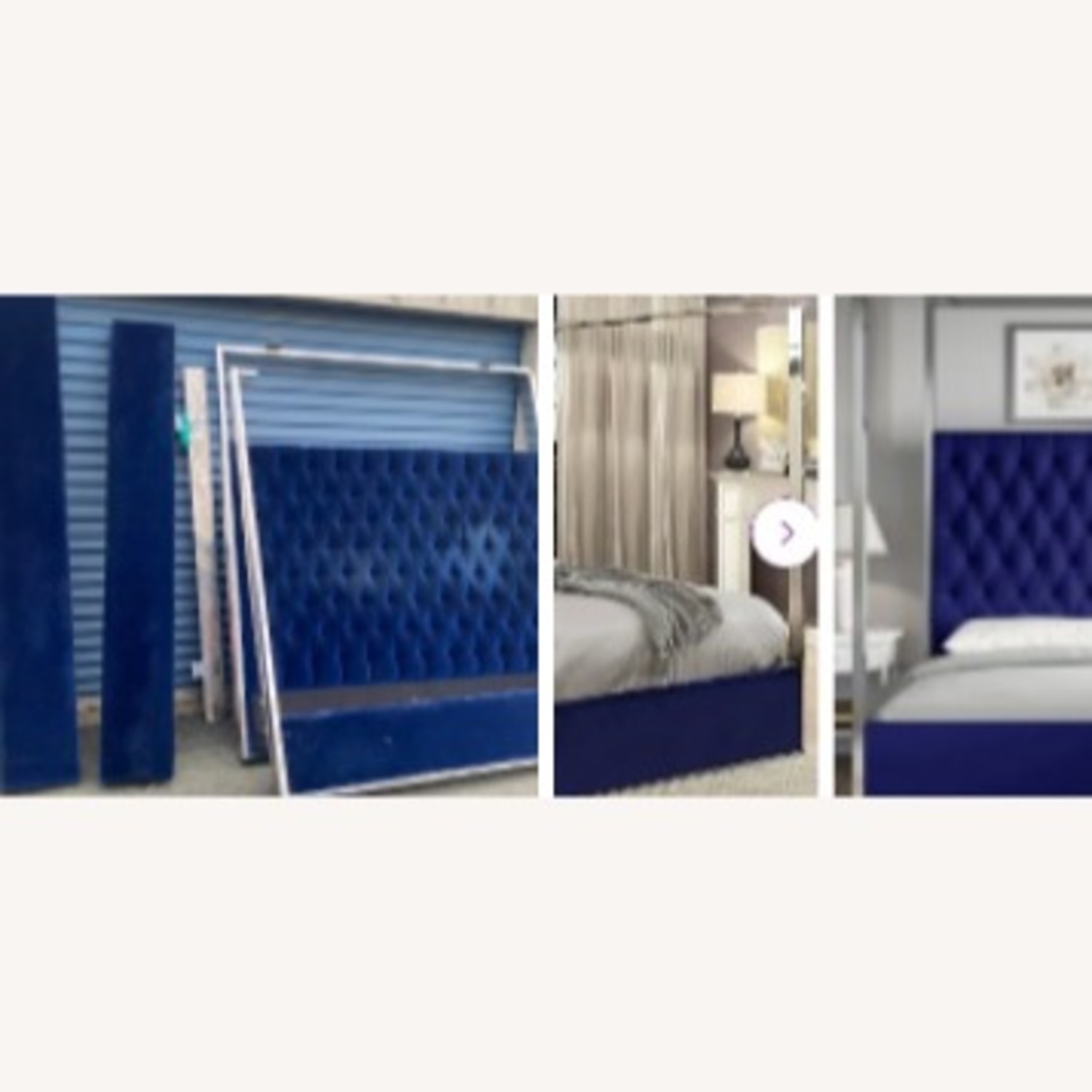 Evelyn Quinn Queen Size Canopy Chrome & Velvet Bed Frame - image-1