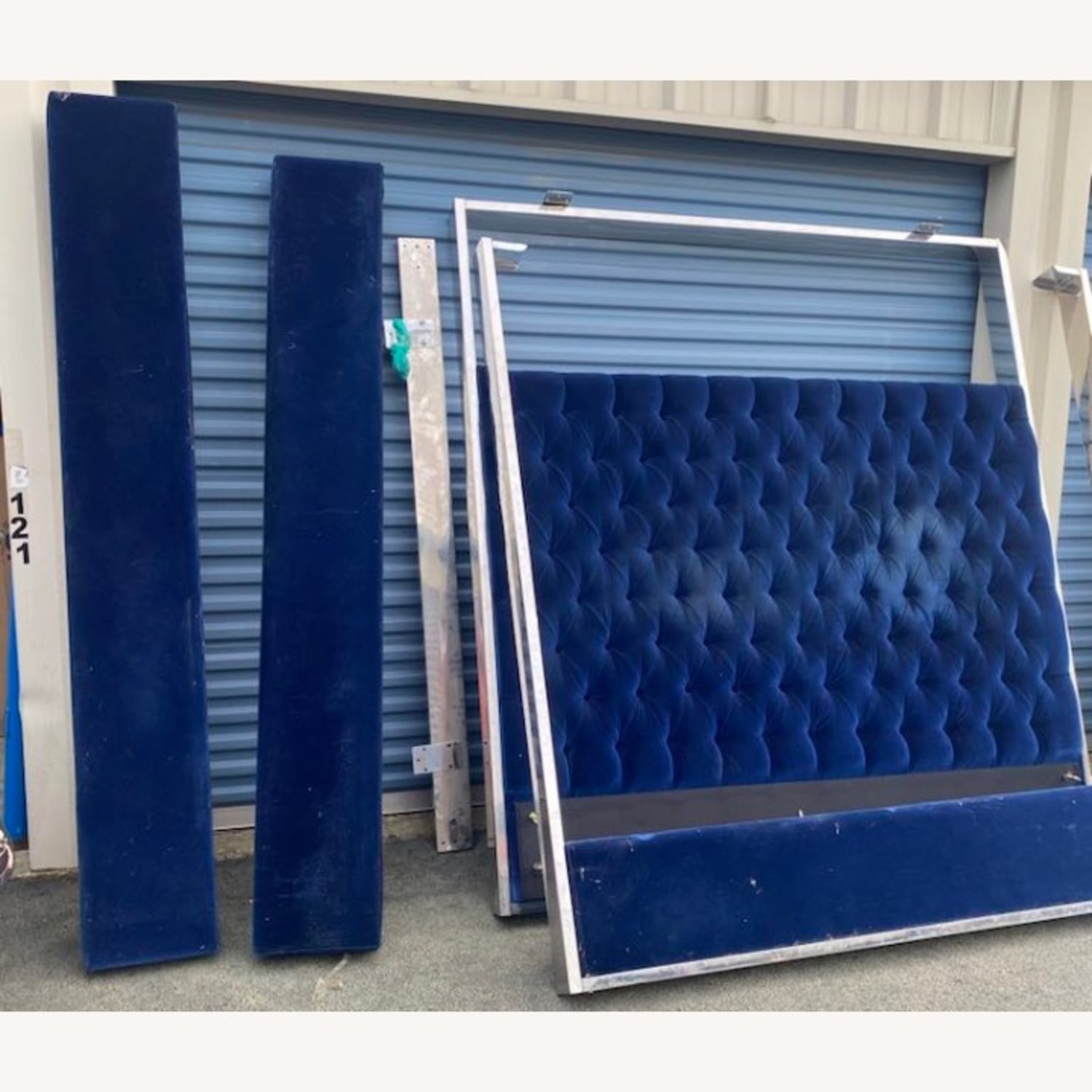 Evelyn Quinn Queen Size Canopy Chrome & Velvet Bed Frame - image-5